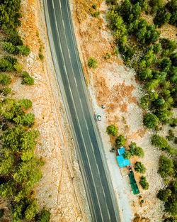 High angle view of highway by street in city