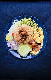 High angle view of food in plate