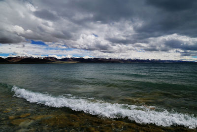 Scenic view of dramatic sky over sea