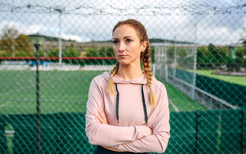 Portrait of serious young woman