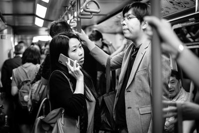 Group of people in train