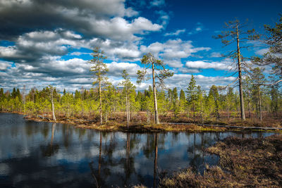 Scenic view of lake against sky