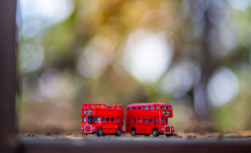 Close-up of red toy car