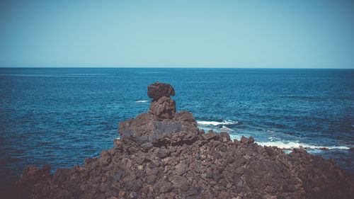 Scenic view of sea against clear sky