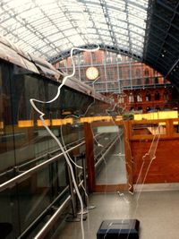 Interior of illuminated railroad station