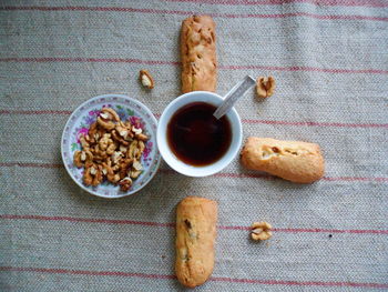 Directly above shot of breakfast on table