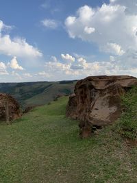 Scenic view of land against sky