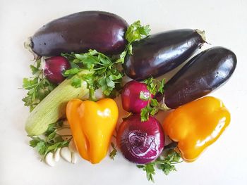 High angle view of bell peppers