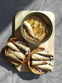 Directly above shot of fish on table