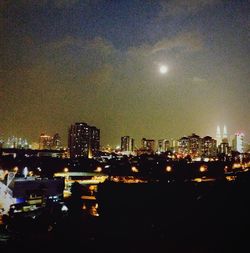 Illuminated cityscape at night
