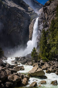 Scenic view of waterfall