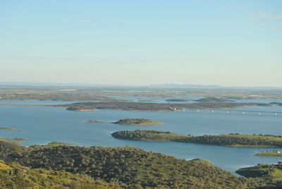 Scenic view of sea against clear sky