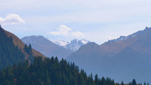 Panoramic view of mountains against sky