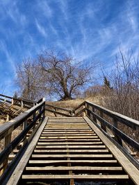 Low angle view of staircase against sky