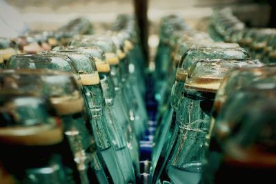 Row of bottles in factory