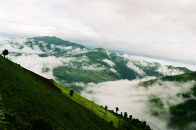 Scenic view of mountains against sky