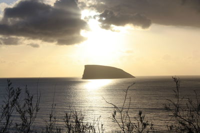 Scenic view of sea at sunset