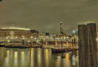 Illuminated buildings at night