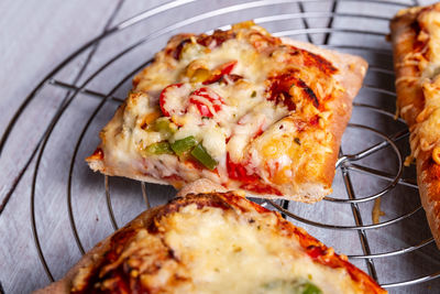 Close-up of pizza on table