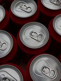 Full frame shot of cold drink cans