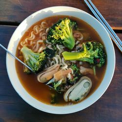 Directly above shot of soup in bowl