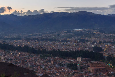 High angle view of townscape against sky