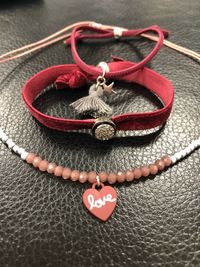 Close-up of heart shape decoration on table