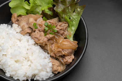 High angle view of food in plate