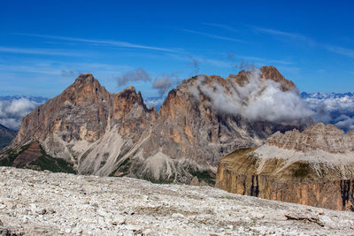 Panoramic view of rocky mountains against sky