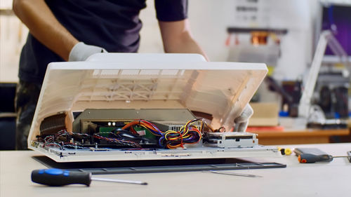 Man working on table