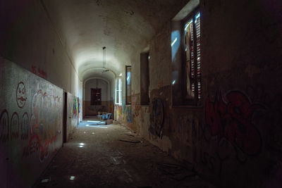 Empty corridor in old building