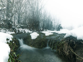 Scenic view of river stream during winter