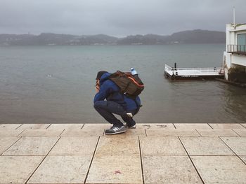 Woman standing in water