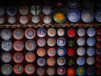 Full frame shot of multi colored containers at market for sale