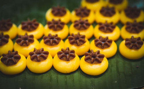 High angle view of yellow fruits