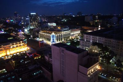 View of illuminated cityscape at night