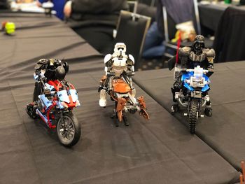 High angle view of toys on street in city