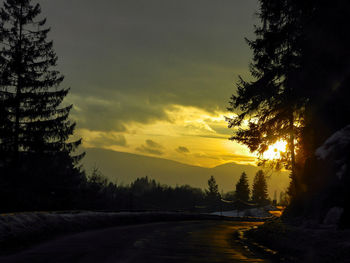 View of road at sunset