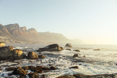 Scenic view of sea against clear sky