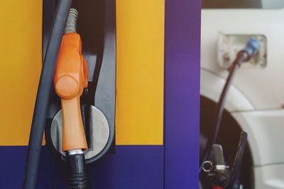 Close-up of fuel pump at station