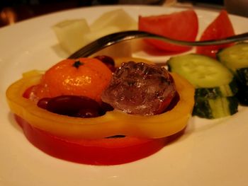 Close-up of dessert served in plate