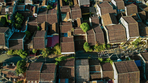 High angle view of buildings in city