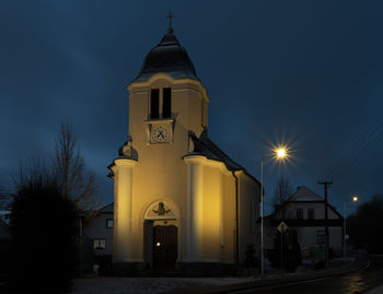 Low angle view of church against sky at night