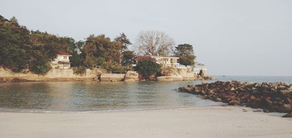 Scenic view of sea against clear sky