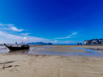 Scenic view of sea against blue sky