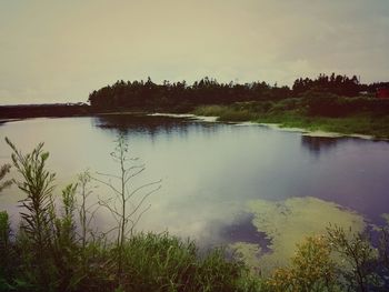 Scenic view of lake against sky