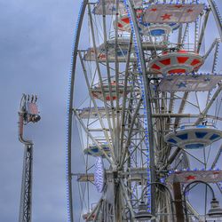 Low angle view of cropped ferris wheel against sky