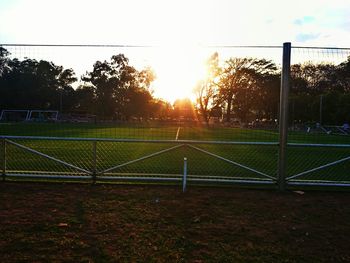 Chainlink fence on field