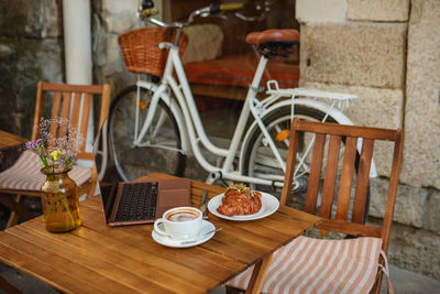 Empty chairs and table