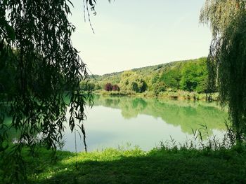 Scenic view of lake against sky